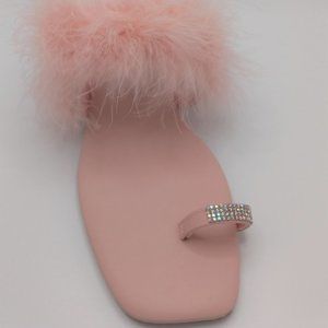 Fashion Sqaure Rhinestone toe/Feather Sandal